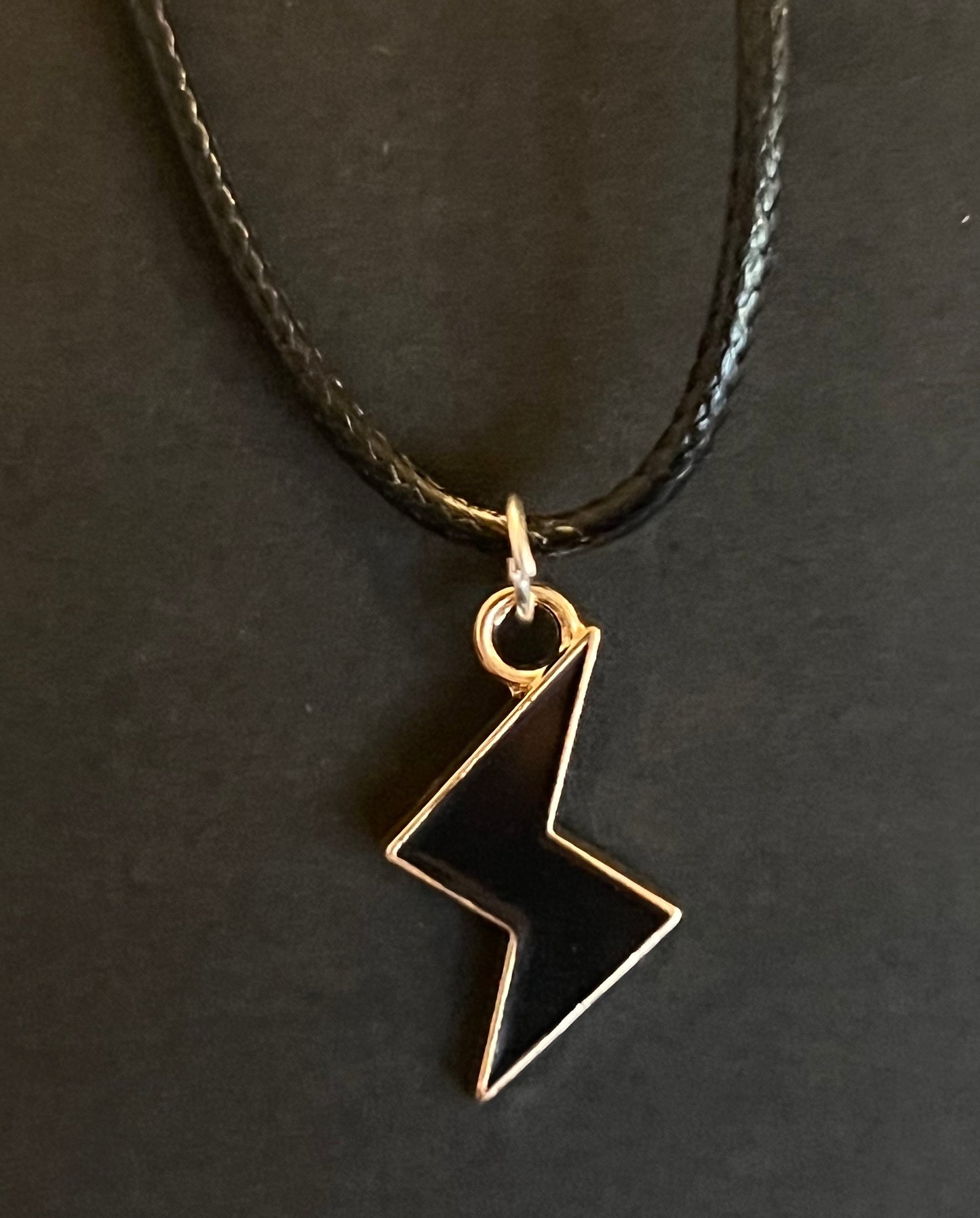 Black lightning bolt necklace